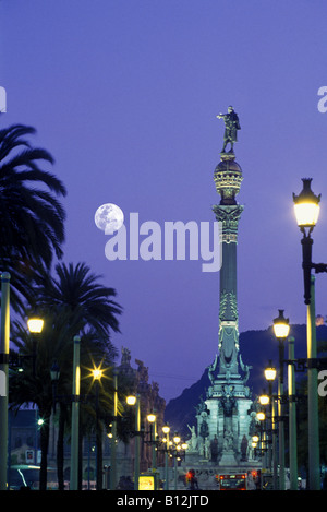 COLUMBUS PAESEIG COLONNA DE COLON Barcellona Catalonia Spagna Foto Stock