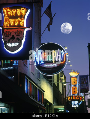 Insegne al neon di Beale Street di Memphis, Tennessee USA Foto Stock