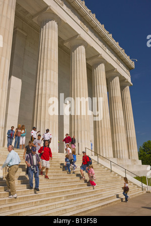 WASHINGTON DC USA turisti visitano il Lincoln Memorial Foto Stock