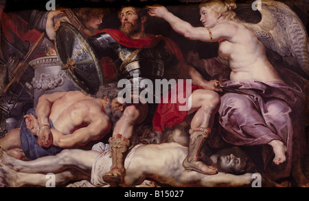 Belle arti, Rubens, Pietro Paolo 28.6.1577 - 30.5.1640, pittura, "il trionfo della vittoria", circa 1614, olio su pannello in legno di quercia, 161 cm x 236 cm, museo statale, Kassel, Germania, artista del diritto d'autore non deve essere cancellata Foto Stock