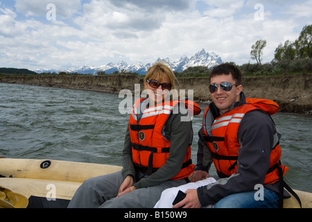 Il rafting sul fiume Snake nel Parco Nazionale di Grand Teton Foto Stock