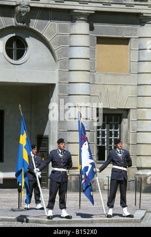 Cambio della Guardia re s castello in Schweden Stoccolma Foto Stock