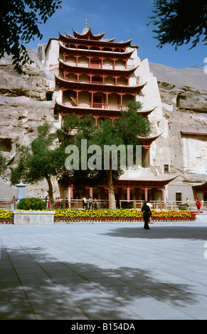 Le grotte di Mogao (mille Buddha grotte) vicino a Dunhuang nel Hexi Corridor di cinese della provincia di Gansu. Foto Stock