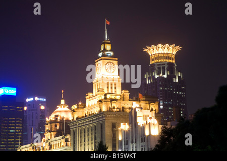 Cina, Shanghai, casa doganale, di notte Foto Stock