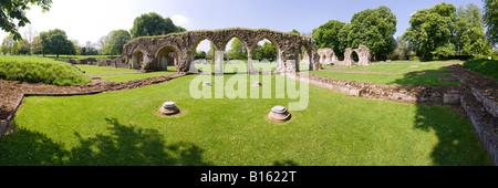 Una vista panoramica della Abbazia di Hailes su Cotswolds nei pressi di Winchcombe, Gloucestershire Foto Stock