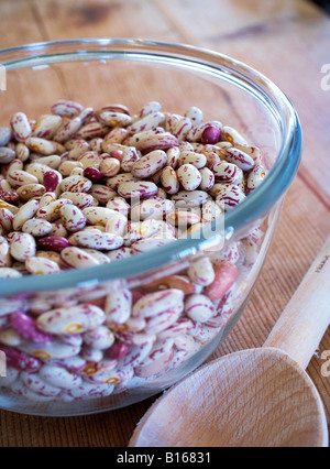 Secchi borlotti fagioli di mirtillo palustre nel contenitore in vetro Foto Stock