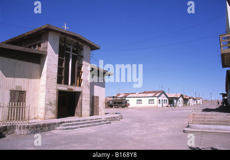 Chiesa in abbandonato città mineraria di Humberstone, nei pressi di Iquique, Cile Foto Stock