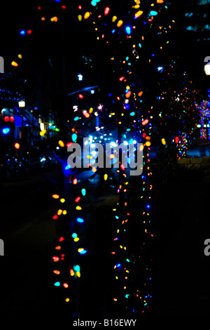 Luci di Natale decorazione su una strada Foto Stock