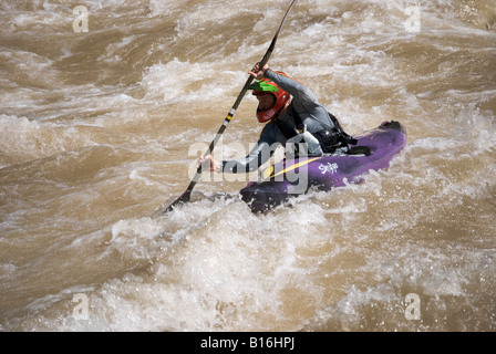 Kayaker al venticinquesimo superiore annuale Clackamas River Whitewater Festival al carter cade la sezione est di Estacada Oregon il 18 maggio 2008 Foto Stock