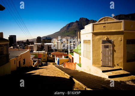 Case colorate facciate in Bo Kaap, Città del Capo Foto Stock