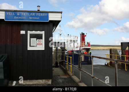 Il Belmont ferry terminal sull isola di Unst, Shetland, Regno Unito Foto Stock