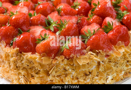 Torta con le fragole e il dado chips Foto Stock