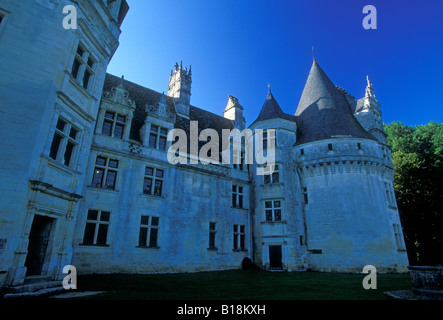 Chateau de Puyguilhem, Puyguilhem Castello, chateau francese, francese, castello di stile rinascimentale castello, villaggio, Villars, Dordogne, Francia, Europa Foto Stock