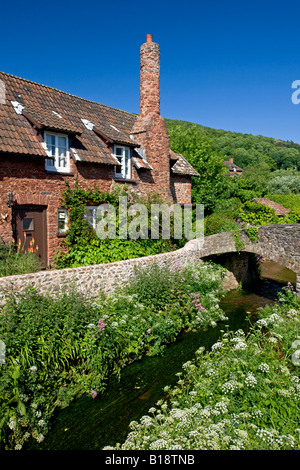 Pittoreschi cottage nel villaggio di Allerford Parco Nazionale di Exmoor Inghilterra Foto Stock