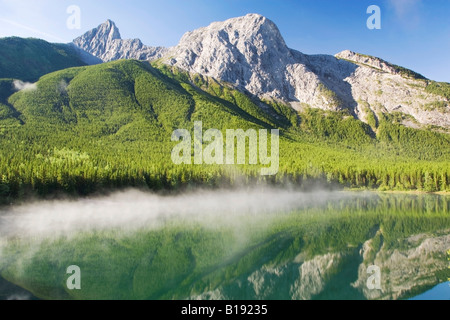 Montare Kid riflette in stagno a cuneo, Kananaskis Parco Provinciale, Alberta, Canada. Foto Stock