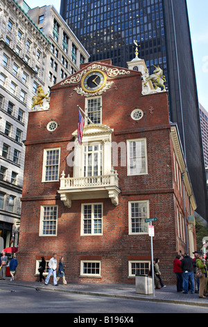 Boston Massachusetts Old State House site lungo il sentiero della libertà più antico edificio pubblico in città Foto Stock