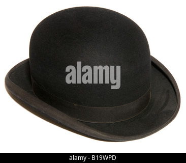 Bowler cappello, isolato su sfondo bianco Foto Stock