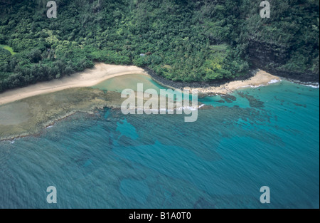 Kee Beach, Kauai, Hawaii, dall'aria Foto Stock