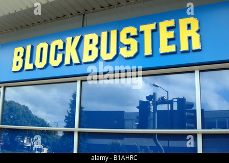 Blockbuster di firmare al di fuori del noleggio DVD store Foto Stock