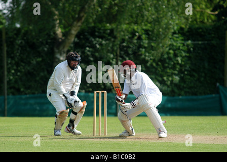 Village cricket a Exhall, Warwickshire, Inghilterra, Regno Unito Foto Stock