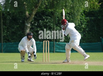 Village cricket a Exhall, Warwickshire, Inghilterra, Regno Unito Foto Stock