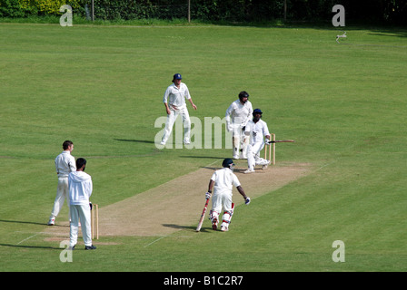 Village cricket a Exhall, Warwickshire, Inghilterra, Regno Unito Foto Stock