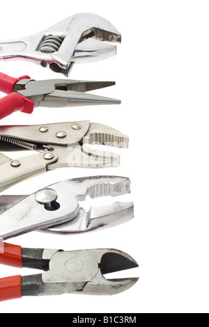 Fai da te utensili con copia spazio su sfondo bianco Foto Stock