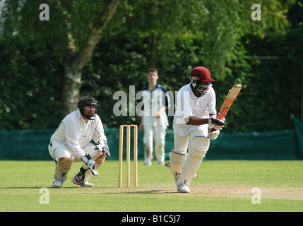 Village cricket a Exhall, Warwickshire, Inghilterra, Regno Unito Foto Stock