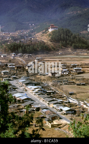 Il Bhutan Valle Bumthang Jakar dal monastero Petsheling Foto Stock