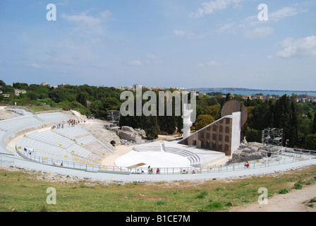 Il Teatro Greco, il Parco Archeologico, Siracusa, Sicilia, Italia Foto Stock