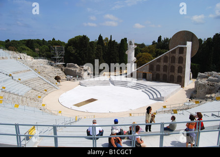 Il Teatro Greco, il Parco Archeologico, Siracusa, Sicilia, Italia Foto Stock