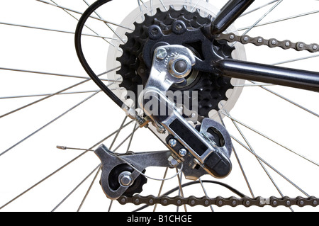 Biciclette posteriore sistema di ruota con il rotore del freno a fuoco Foto Stock