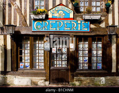 Graticcio casa dettaglio, Beuvron En Auge, Normandia, Francia Foto Stock