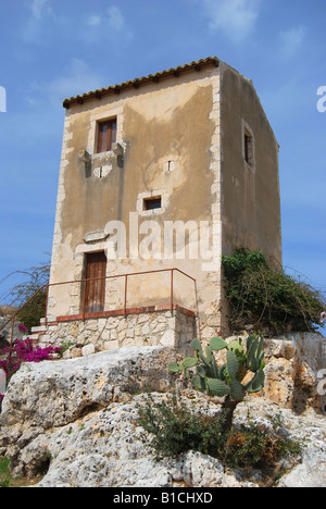 Torre di avvistamento, Teatro Greco, il Parco Archeologico, Siracusa, Sicilia, Italia Foto Stock