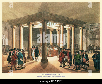 Il carbone Exchange 1807 in Lower Thames St ricostruita nel1848 dal microcosmo di Londra da Rowlandson e Pugin Foto Stock