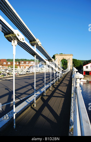 Sospensione di Marlow Bridge, Marlow, Buckinghamshire, Inghilterra, Regno Unito Foto Stock