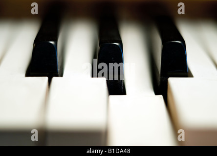 In prossimità dei tasti di pianoforte Foto Stock