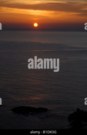 Tramonto sul mare, Javea, Provincia di Alicante, Comunidad Valenciana, Spagna Foto Stock