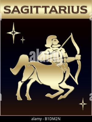 Golden segno zodiacale immagine con nome Foto Stock