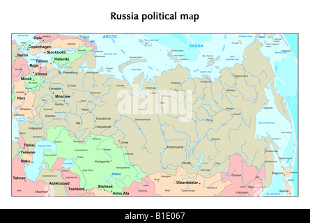 Russia mappa politico Foto Stock