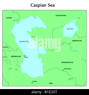 Mappa del Mar Caspio Foto Stock