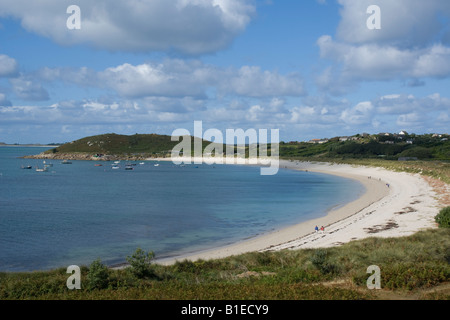 Maggiore Città sulla Baia di St Martin's, Isole Scilly Foto Stock