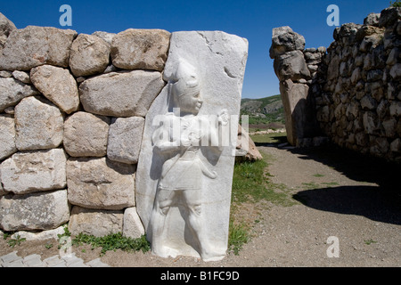 Il Kings Gate all'Hittita città capitale di Hattusa Hattusas, Parco Nazionale, Bogazkale, Anatolia, Turchia Foto Stock