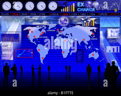 Abstract il concetto di business: scambio di valuta estera Scena di mercato Foto Stock