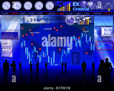 Abstract il concetto di business: scambio di valuta estera Scena di mercato Foto Stock