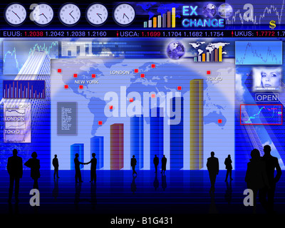 Abstract il concetto di business: scambio di valuta estera Scena di mercato Foto Stock