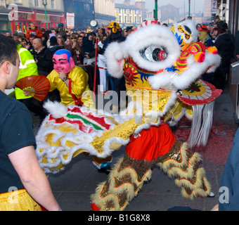 Drago Cinese e il nuovo anno di celebrazioni di strada Foto Stock