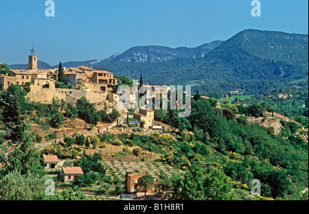 Il suggestivo borgo medievale di Faucon nella regione di Vaucluse della Provenza, sud della Francia Foto Stock