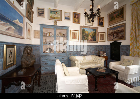 La camera blu in Casa Rocca Piccola storico grand 16C Palazzo Maltese house Valletta o Valeta Malta Foto Stock