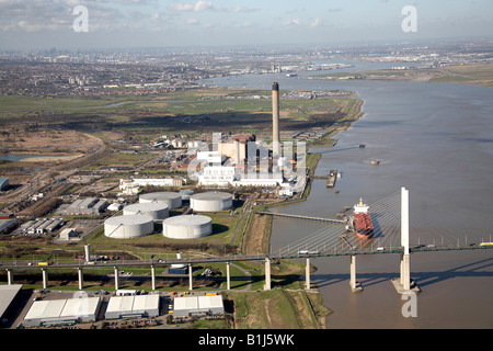 Vista aerea del nord ovest del Crossway 25 Business Park Queen Elizabeth II Bridge Littlebrook Centro Business Fiume Tamigi Dartford Foto Stock